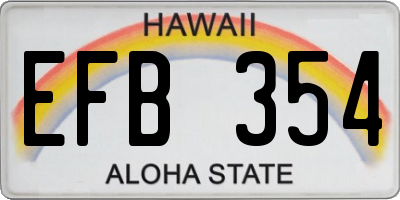 HI license plate EFB354