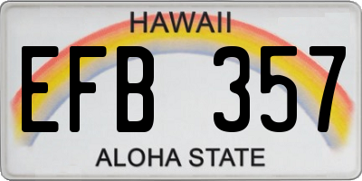 HI license plate EFB357