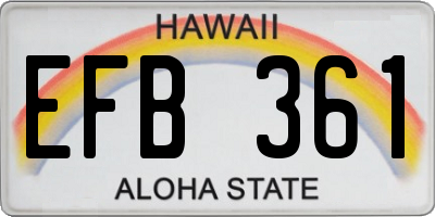 HI license plate EFB361