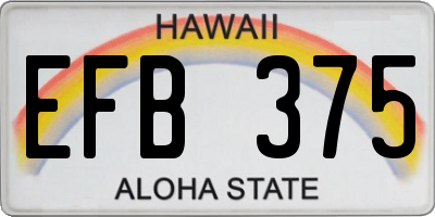 HI license plate EFB375