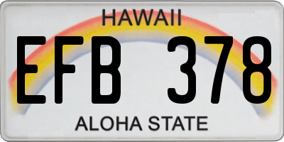 HI license plate EFB378