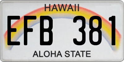 HI license plate EFB381