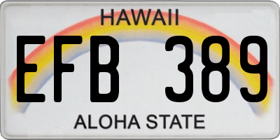 HI license plate EFB389