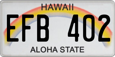 HI license plate EFB402