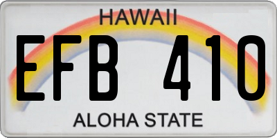 HI license plate EFB410