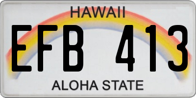 HI license plate EFB413