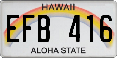 HI license plate EFB416