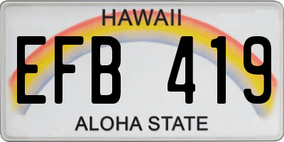 HI license plate EFB419