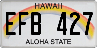HI license plate EFB427