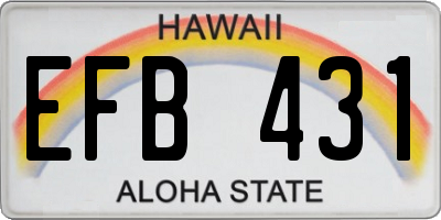 HI license plate EFB431