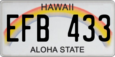 HI license plate EFB433