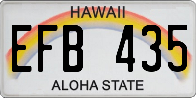 HI license plate EFB435