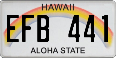 HI license plate EFB441