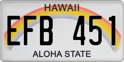 HI license plate EFB451