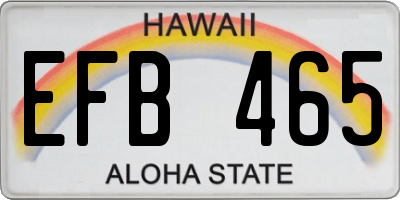 HI license plate EFB465