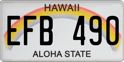 HI license plate EFB490