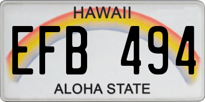 HI license plate EFB494
