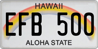 HI license plate EFB500