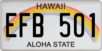 HI license plate EFB501