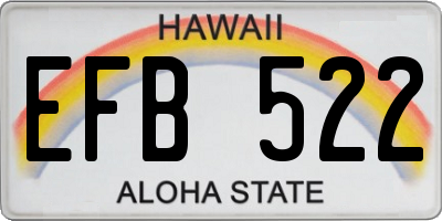 HI license plate EFB522