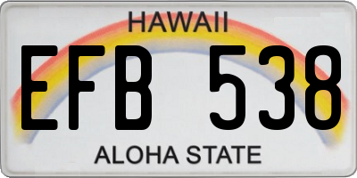 HI license plate EFB538