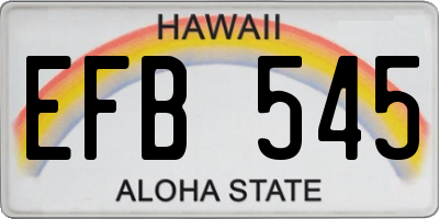 HI license plate EFB545