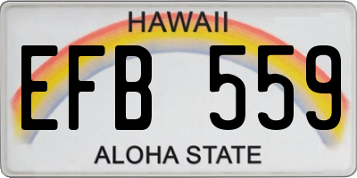 HI license plate EFB559
