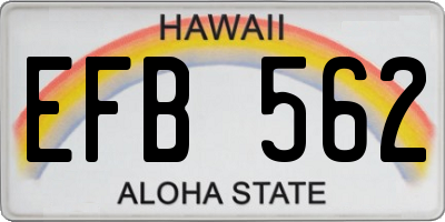 HI license plate EFB562