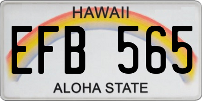 HI license plate EFB565
