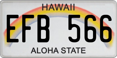 HI license plate EFB566