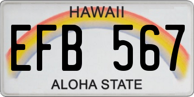 HI license plate EFB567
