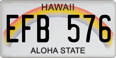 HI license plate EFB576