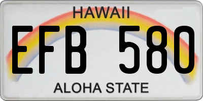 HI license plate EFB580