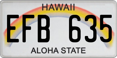 HI license plate EFB635