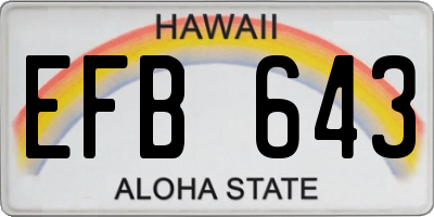 HI license plate EFB643