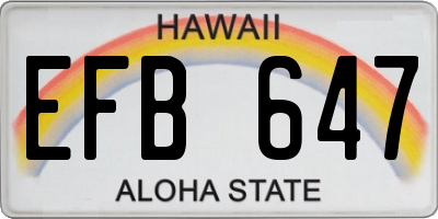 HI license plate EFB647