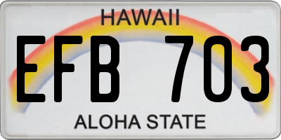 HI license plate EFB703