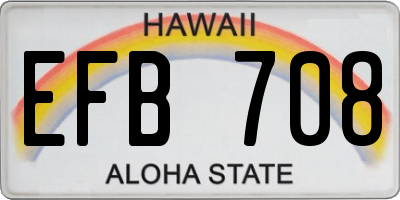 HI license plate EFB708