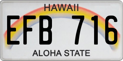 HI license plate EFB716