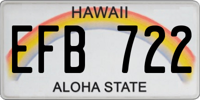 HI license plate EFB722
