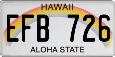 HI license plate EFB726