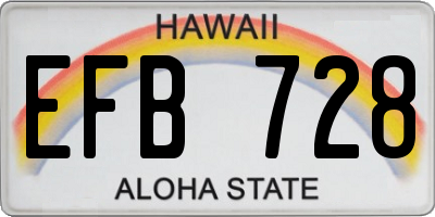 HI license plate EFB728
