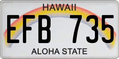 HI license plate EFB735