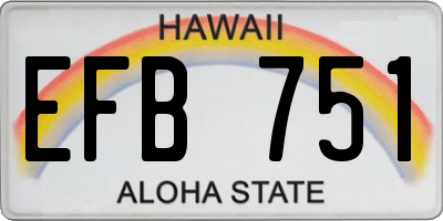 HI license plate EFB751