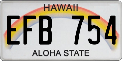 HI license plate EFB754