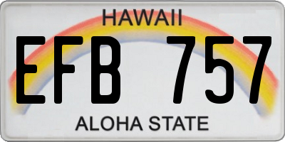 HI license plate EFB757