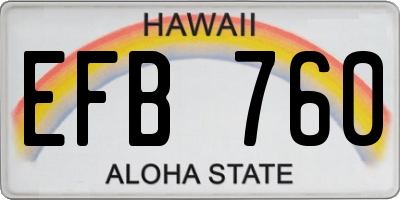 HI license plate EFB760
