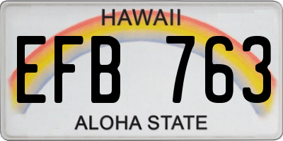 HI license plate EFB763