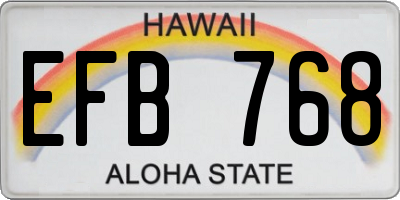 HI license plate EFB768