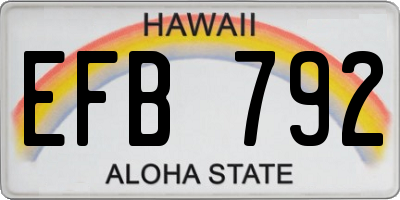 HI license plate EFB792